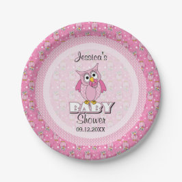 Pink Polka Dot Owl Baby Dusche Thema Pappteller