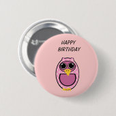 PINK POLKA DOT OWL BUTTON (Vorne & Hinten)