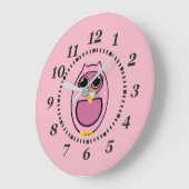 PINK POLKA DOT OWL GROßE WANDUHR (Winkel)