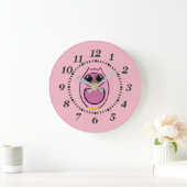 PINK POLKA DOT OWL GROßE WANDUHR (Zuhause)