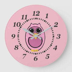 PINK POLKA DOT OWL GROßE WANDUHR