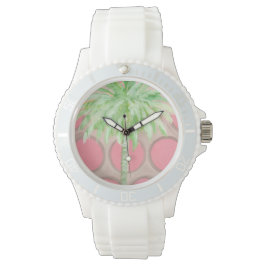 Pink Polka Dot Palm Tree Watch Armbanduhr
