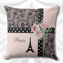 Pink Polka Dot Paris Frankreich Romance Pillow Kissen