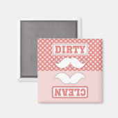 Pink Polka Dot Pattern Mustache Clean Dirty Magnet (Vorderseite/Rückseite)