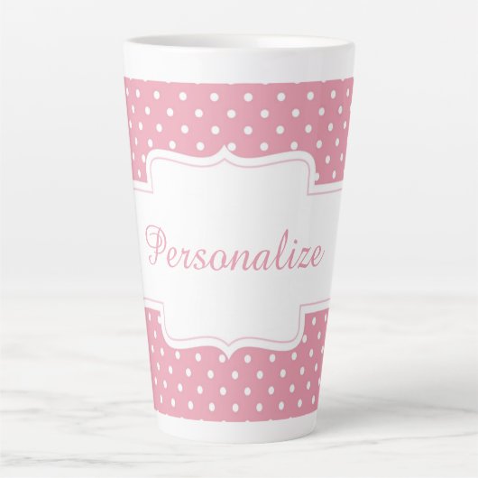 Pink Polka Dot personalisieren Milchtasse (Vorderseite)