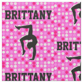 PINK POLKA DOT PERSONALISIERT GYMNASTICS FABRIC STOFF (Nahaufnahme)
