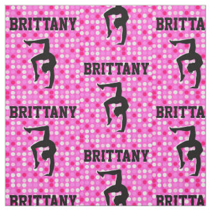 PINK POLKA DOT PERSONALISIERT GYMNASTICS FABRIC STOFF