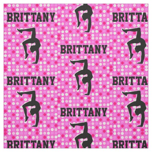 PINK POLKA DOT PERSONALISIERT GYMNASTICS FABRIC STOFF (Muster)