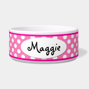 Pink Polka Dot Personalisiert Kleinhundeschale Napf
