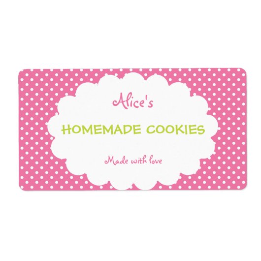 Pink Polka Dot Personalisierte hausgemachte Cookie (Vorne)