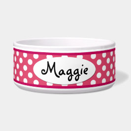 Pink Polka Dot Personalisierte Keramik Dog Bowl Napf