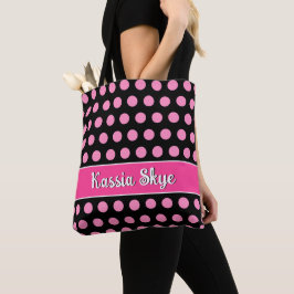 Pink Polka Dot Personalisierter Name Tasche