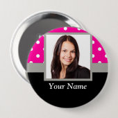 Pink Polka dot photo Vorlage Button (Vorne & Hinten)