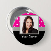 Pink Polka dot photo Vorlage Button (Vorne & Hinten)