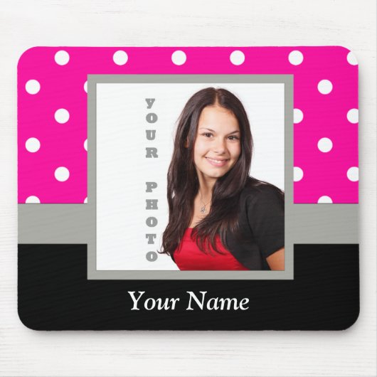 Pink Polka dot photo Vorlage Mousepad (Vorne)