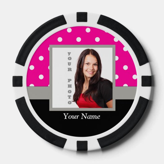 Pink Polka dot photo Vorlage Pokerchips (Vorderseite)
