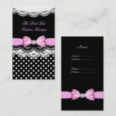 Pink Polka Dot Pink Black Lace White Diamond Bow Visitenkarte (Vorne/Hinten)