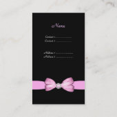 Pink Polka Dot Pink Black Lace White Diamond Bow Visitenkarte (Rückseite)
