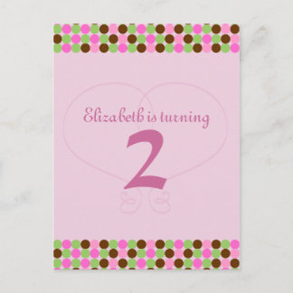 Pink Polka dot Postcard Geburtstagsparty Einladung