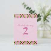 Pink Polka dot Postcard Geburtstagsparty Einladung (Stehend Vorderseite)