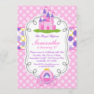 Pink Polka Dot Princess Geburtstagspartei Einladung