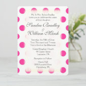 Pink Polka Dot Print Wedding Einladung (Stehend Vorderseite)