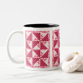 Pink Polka Dot Quilt Look Zweifarbige Tasse