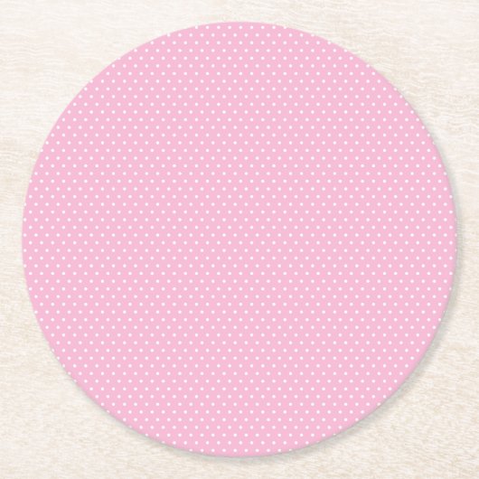 Pink Polka Dot Runder Pappuntersetzer (Vorderseite)