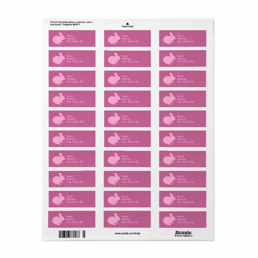 Pink Polka Dot Silhouette Bunny Address Labels (Vorne)