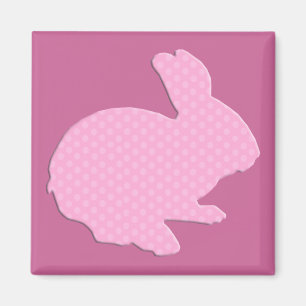 Pink Polka Dot Silhouette Osterfest Magnet