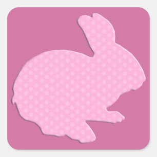 Pink Polka Dot Silhouette Ostersonnenklammer Quadratischer Aufkleber