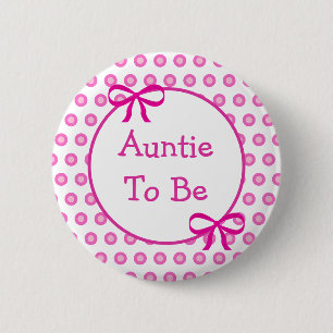 Pink Polka Dot Tante zum Baby Dusche  Button