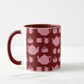 Pink Polka Dot Tea Set auf Burgund Tasse (Links)