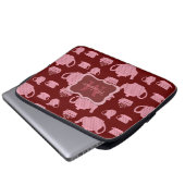 Pink Polka Dot Tea Set Burgund Personalisiert Laptopschutzhülle (Vorne Knopf)