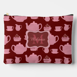 Pink Polka Dot Tea Set Burgund Personalisiert Zubehörtasche