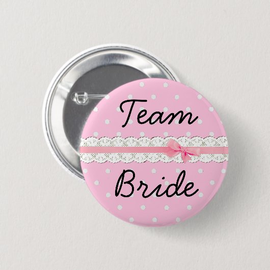 Pink Polka Dot Team Bride Junggeselinnen-Abschied Button (Vorne & Hinten)