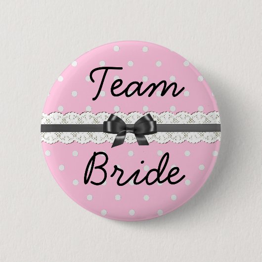 Pink Polka Dot Team Bride Junggeselinnen-Abschied Button (Vorderseite)