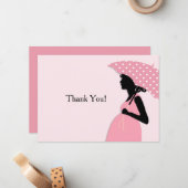 Pink Polka Dot Umbrella Vielen Dank, dass Sie sich Mitteilungskarte (Vorderseite/Rückseite Beispiel)