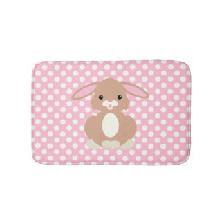Pink Polka Dot und Bunny Rabbit Bath Mat Badematte