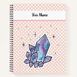 Pink Polka Dot Universe Diamond Personalisiert Notizblock