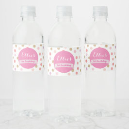 Pink Polka Dot Wasserflasche Etikett, Babydusche Wasserflaschenetikett