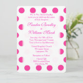 Pink Polka Dot Wedding Einladung (Stehend Vorderseite)