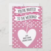 Pink Polka Dot Wedding Einladung (Vorderseite)