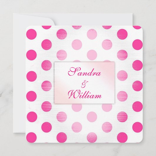 Pink Polka Dot Wedding Einladung (Rückseite)
