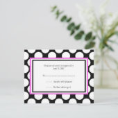 Pink Polka Dot Wedding RSVP Cards (Stehend Vorderseite)