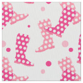 Pink Polka Dot Wellington Boot Pattern Stoff (Nahaufnahme)