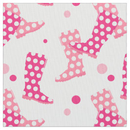 Pink Polka Dot Wellington Boot Pattern Stoff