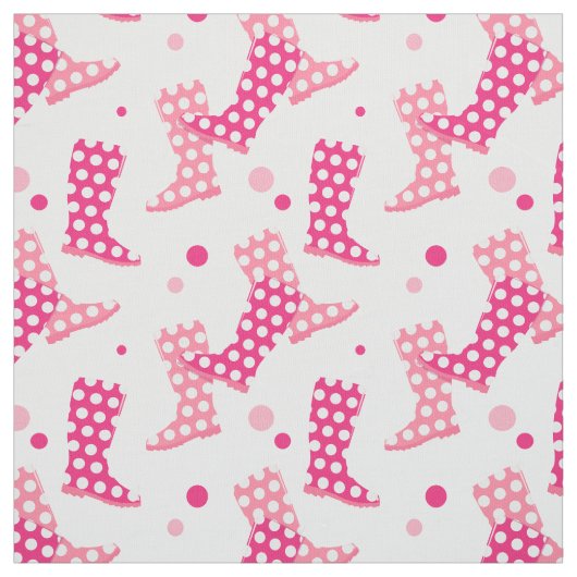 Pink Polka Dot Wellington Boot Pattern Stoff (Muster)