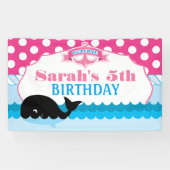 Pink Polka Dot, Whale Party Banner (Horizontal)