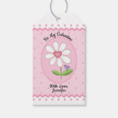 Pink Polka Dot White Daisy be My Valentine Geschenkanhänger (Vorderseite)